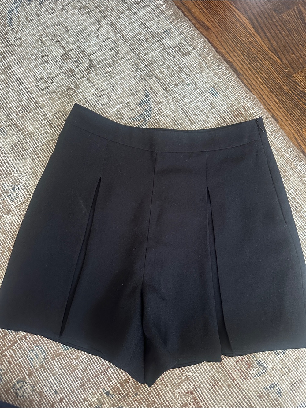 J. Crew Black High-Waist Pleated Shorts